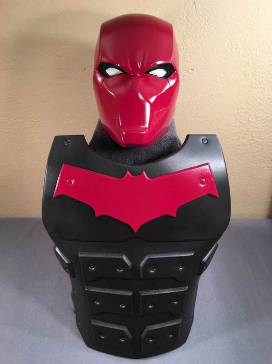 Red Hood helmet and matching chest armor Matte Black Burgundy