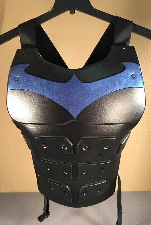 Nightwing chest armor Matte Black Metallic Blue Modern Bird symbol